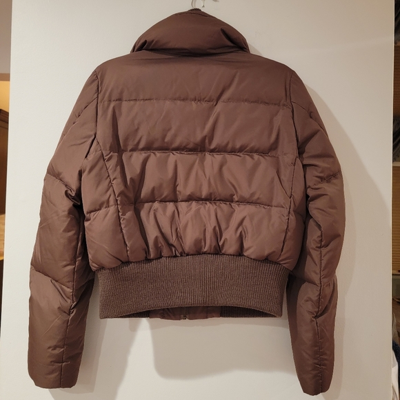Y2K Static Puffer Crop Brown Wonter Jacket Coat Size L - Picture 2 of 13